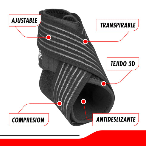 SPORTIFY Par de Vendajes de Tobillo de Compresión