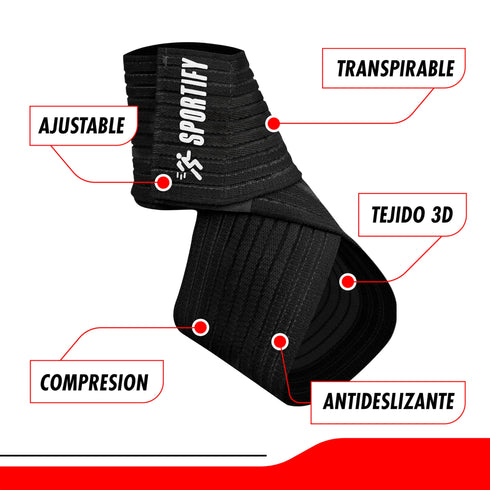 SPORTIFY Par de Vendajes de Tobillo Ajustables