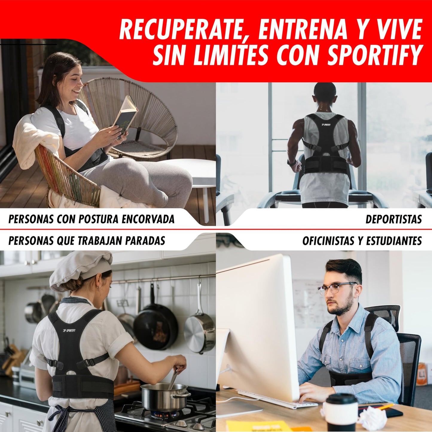 SPORTIFY Corrector de Postura con Faja Lumbar