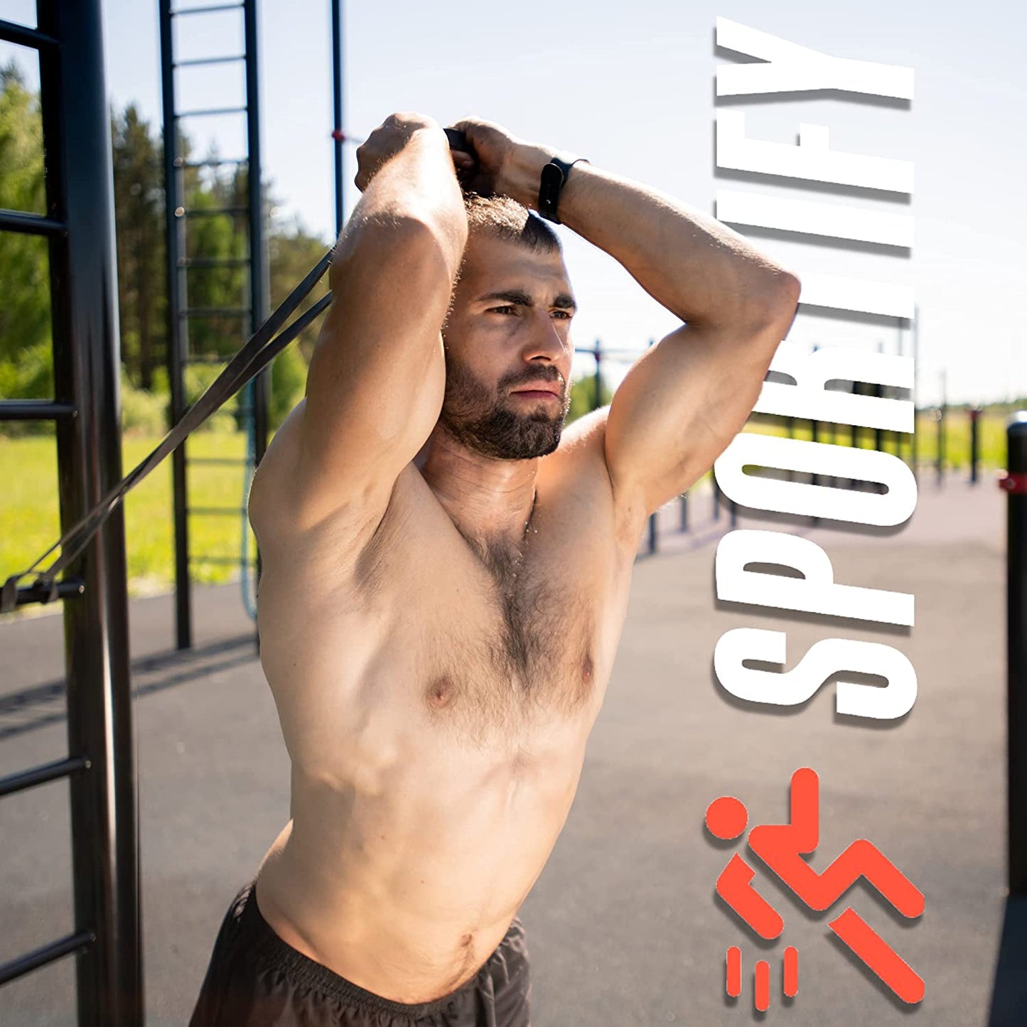 SPORTIFY Set 3 Bandas Largas de Resistencia de Tela Antideslizantes Uso Rudo Durables Suaves Lavables 3 Niveles de Resistencia para Ejercicios Full Body Tonifican Fortalecen Piernas Gluteos Brazos Espalda Lagartijas Peso Libre Crossfit LAS ORIGINALES y C