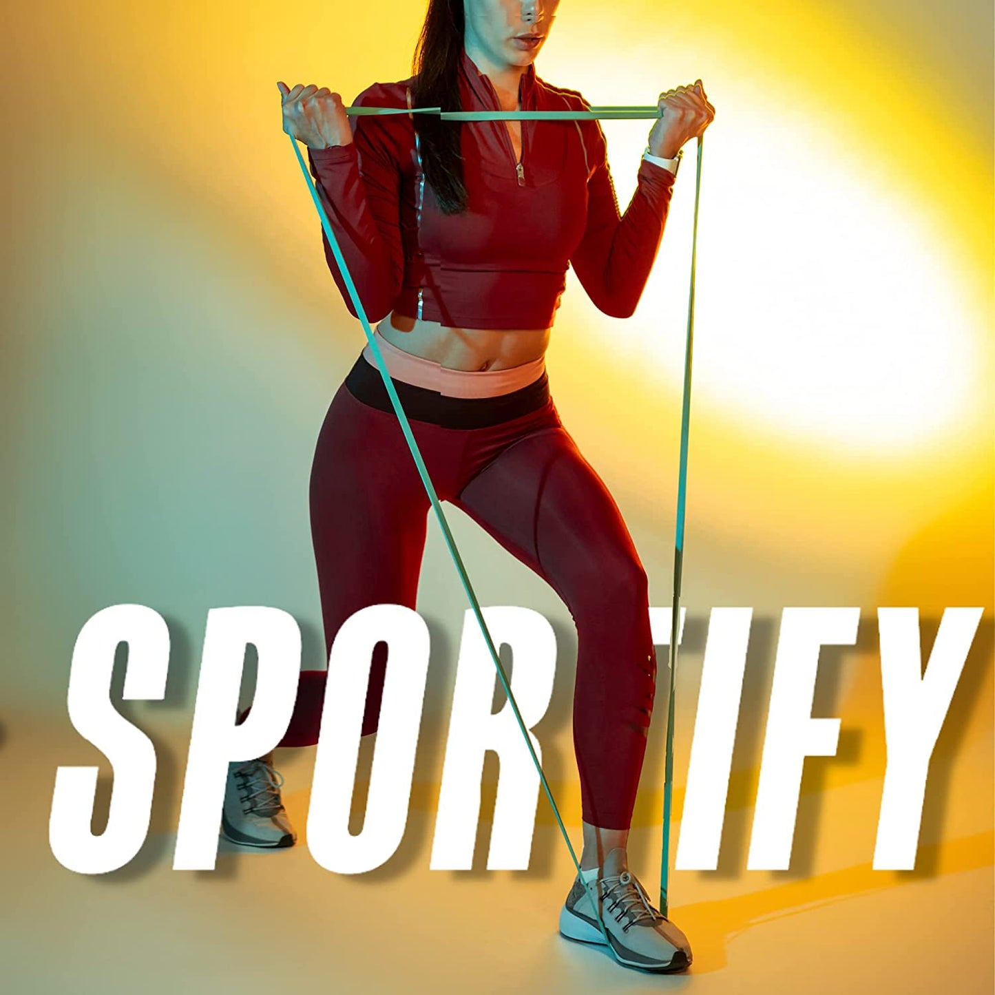 SPORTIFY Set 3 Bandas Largas de Resistencia de Tela Antideslizantes Uso Rudo Durables Suaves Lavables 3 Niveles de Resistencia para Ejercicios Full Body Tonifican Fortalecen Piernas Gluteos Brazos Espalda Lagartijas Peso Libre Crossfit LAS ORIGINALES y C