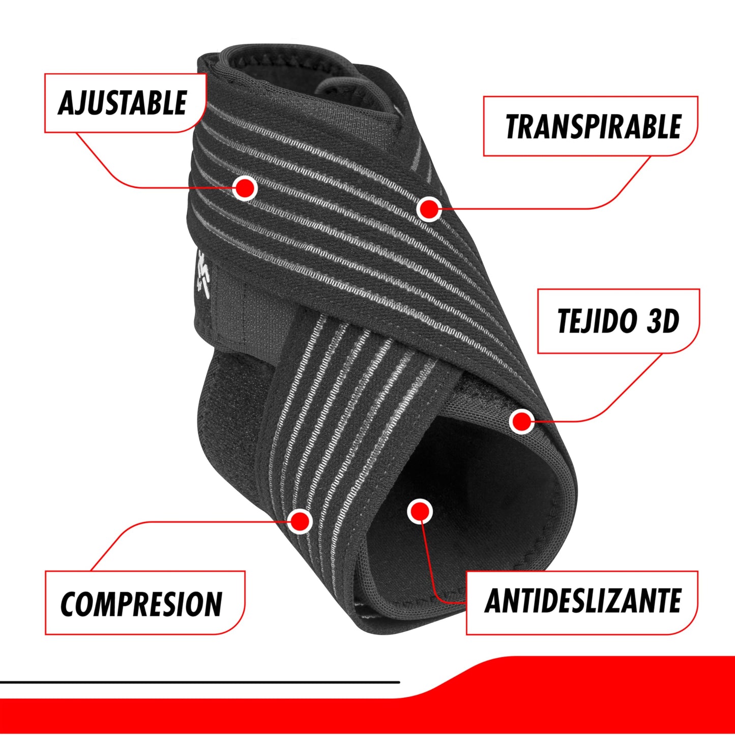 SPORTIFY Par de Vendajes de Tobillo de Compresión