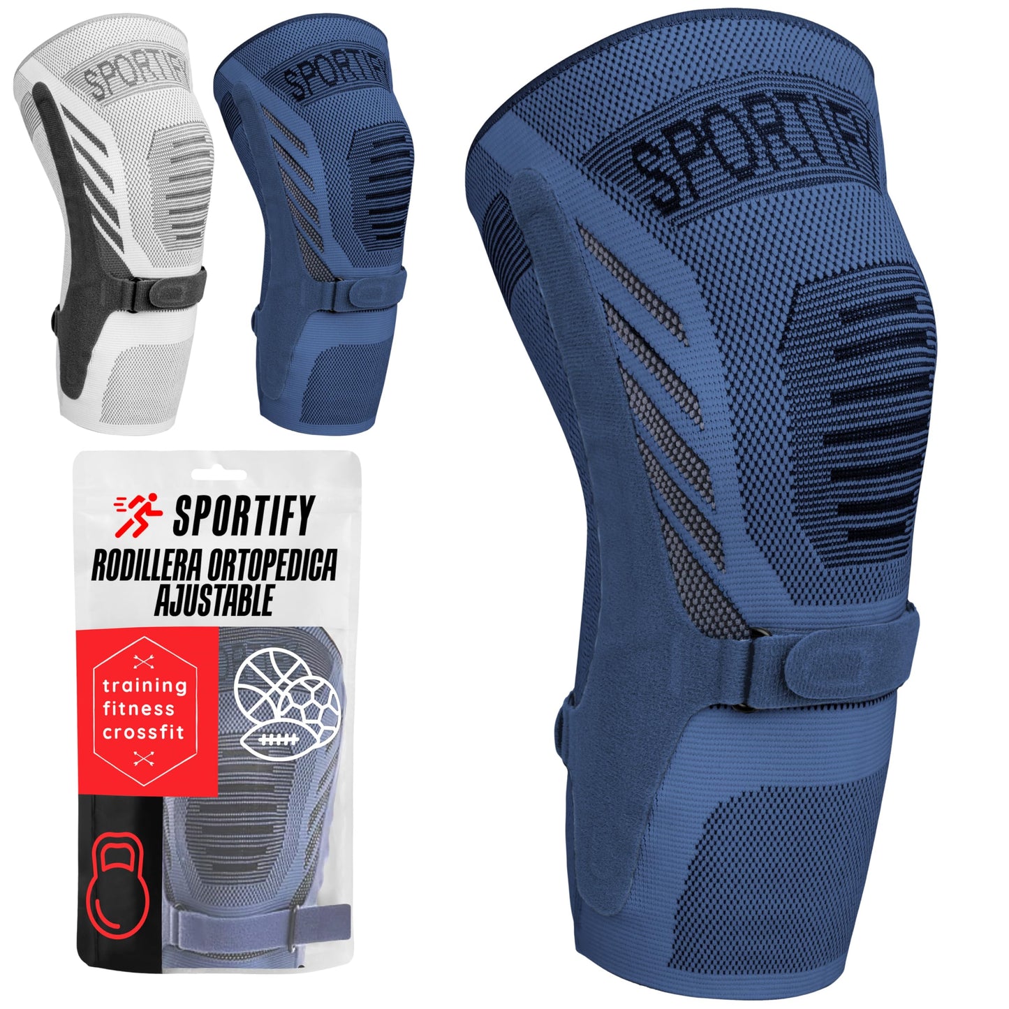 SPORTIFY Rodillera Ortopédica Ajustable con Soporte de Rótula