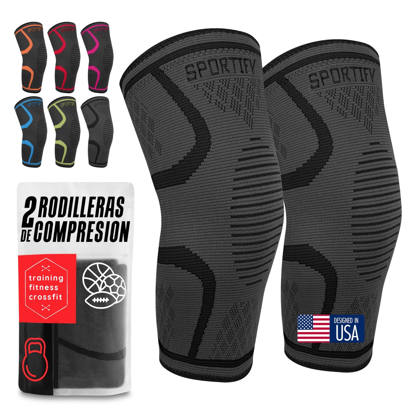SPORTIFY Par de Rodilleras de Compresión sin Costuras