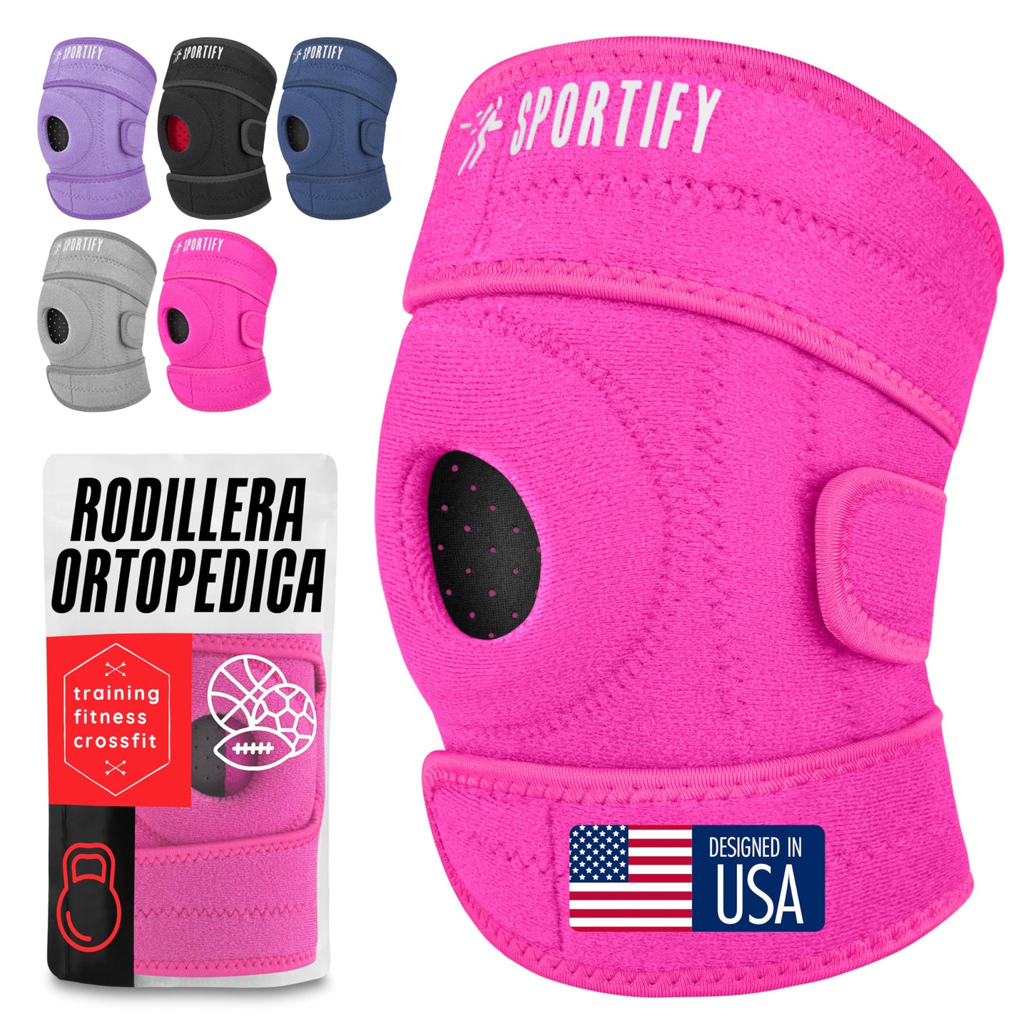 SPORTIFY Rodillera Ortopédica con Estabilizadores Laterales